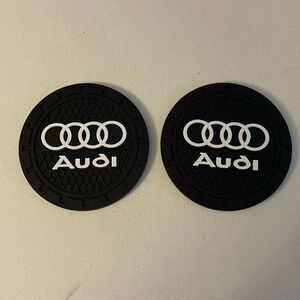 Audi logo cup Coasters in black and white Set of 2 NWT
